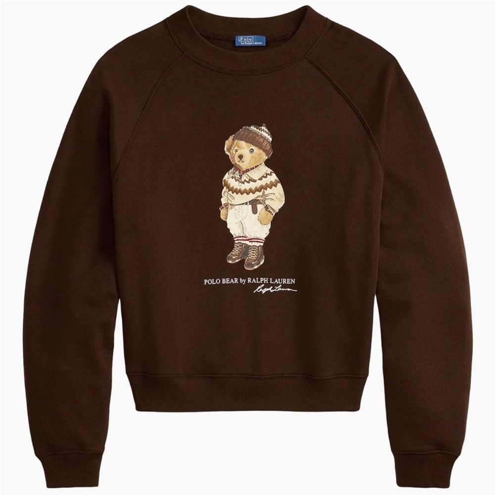 NWT Polo Ralph Lauren Bear Sweatshirt Circuit Chocolate Brown L - Picture 3 of 4